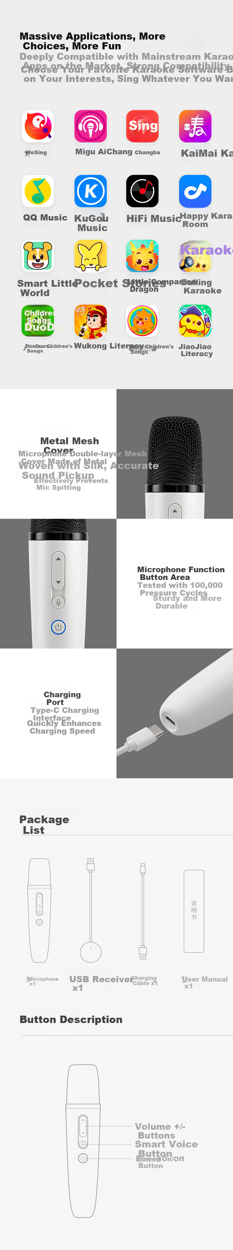 Pure Wireless Microphone KTV Singing Microphone Home KTV Xiaomi TV TCL Microphone Outdoor Speaker Car Microphone Q1 4