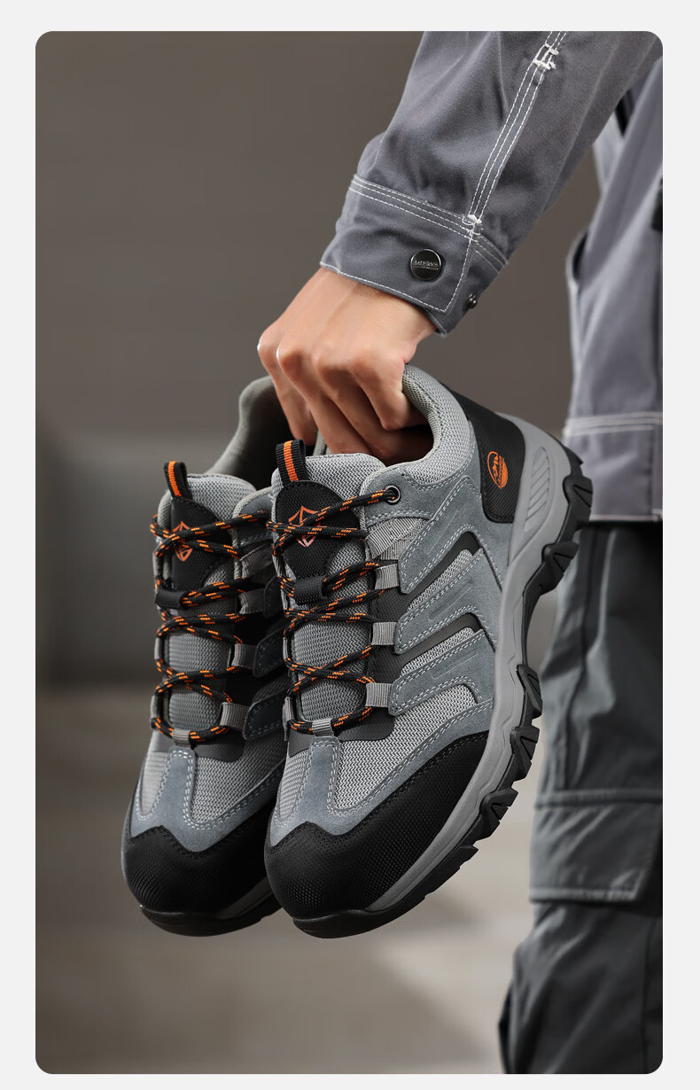 BlueOwl Shield Men's Summer Breathable Anti-Smash Steel Toe Anti-Puncture Slip-Resistant Soft Sole Safety Work Shoes D302BK 42 9