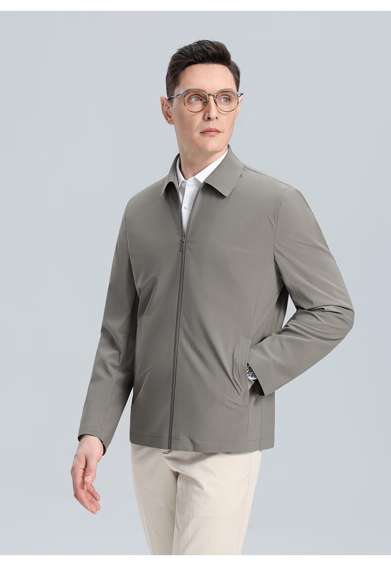 ROMON 【UPF50+】Men's Sun Protection Jacket Spring Summer New High Elastic Breathable Comfortable Business Casual Polo Collar Coat 17
