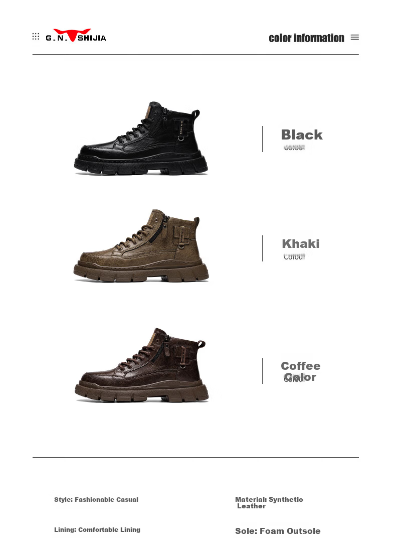 Bull Family Martin Boots Men Autumn Winter New Retro British Style Side Zipper Work Shoes High Top Outdoor Combat Boots 1