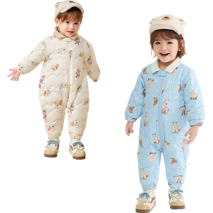 BALABALA Children's Onesie, Baby Winter Outfit, Fleece-Lined Thickened Bodysuit for Boys And Girls, Infant Clothing