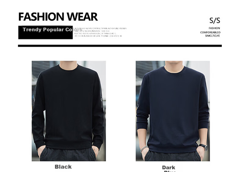 ROMON Men's Sweatshirt, Spring And Autumn Round Neck Loose High-End Long-Sleeve T-Shirt, Comfortable Base Layer Jacket for Men, 8939 Dark Gray 2XL 3