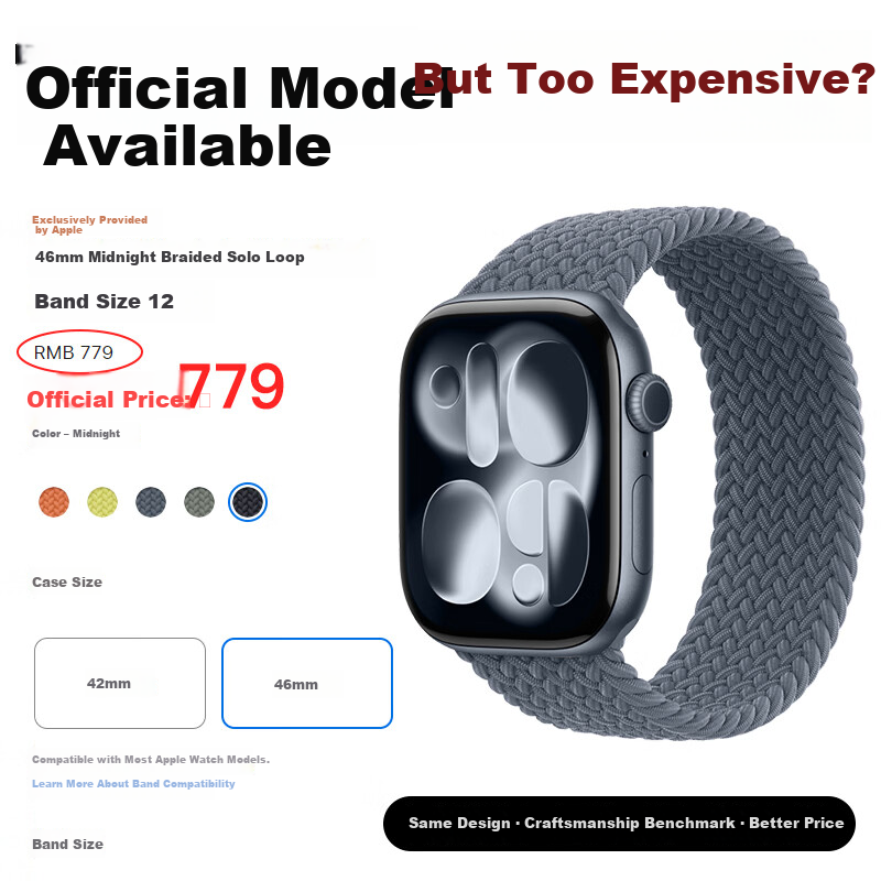 BHO Elastic Nylon Woven Single Loop Band for Apple Watch SE3 S11 S10/9/8/7/6/Ultra 3/2/1