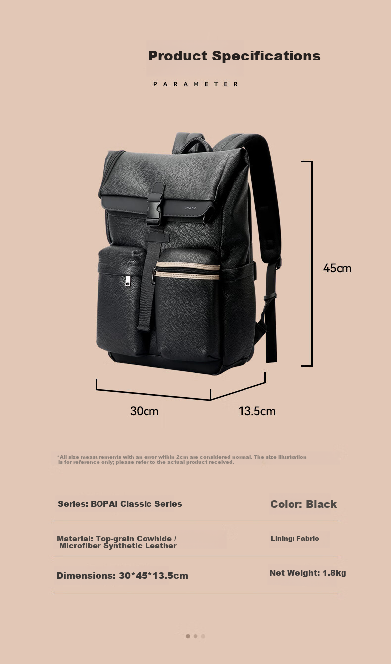 Bopai First Layer Cowhide Business Backpack for Men 16-inch Laptop Bag Travel School Bag Holiday Gift for Husband 7