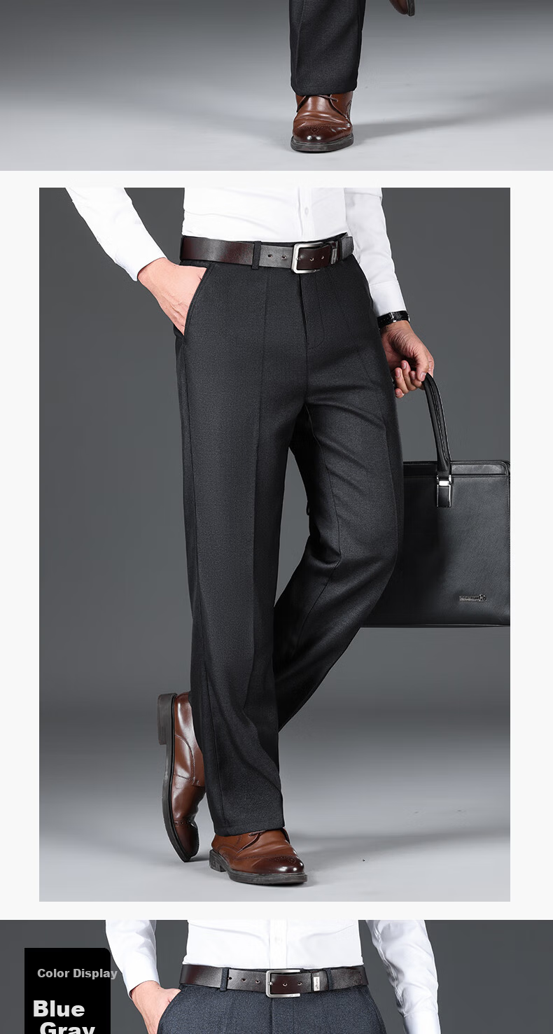 Pierre Cardin Breathable Wrinkle-Resistant Men's Summer Business Formal Straight Casual Trousers Dark Gray 33 43