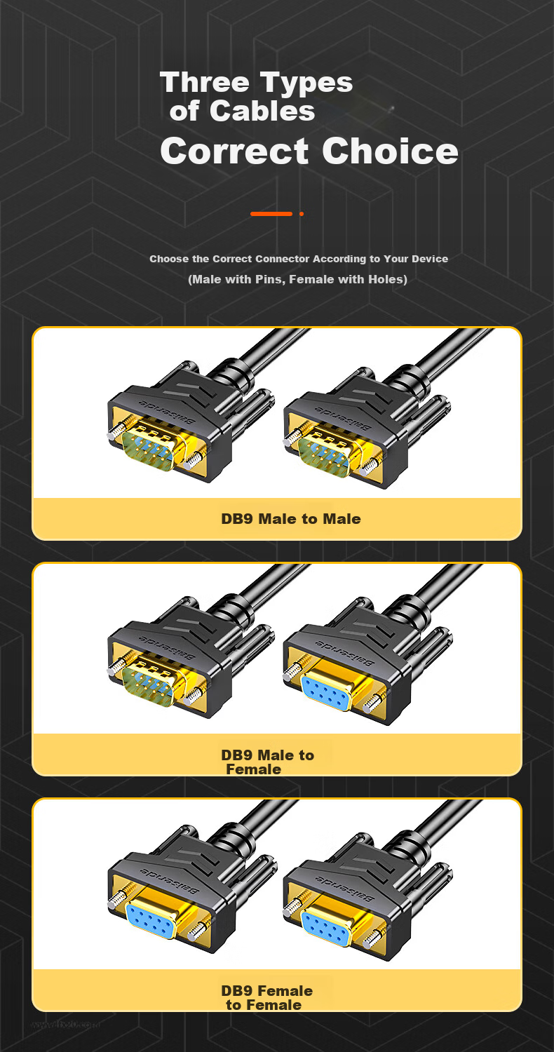 Bosender DB9 Serial Cable 1.5m RS232 Female to Female Direct Extension Cable DB9 Pin Connector BSD-CK-ZMM15 8