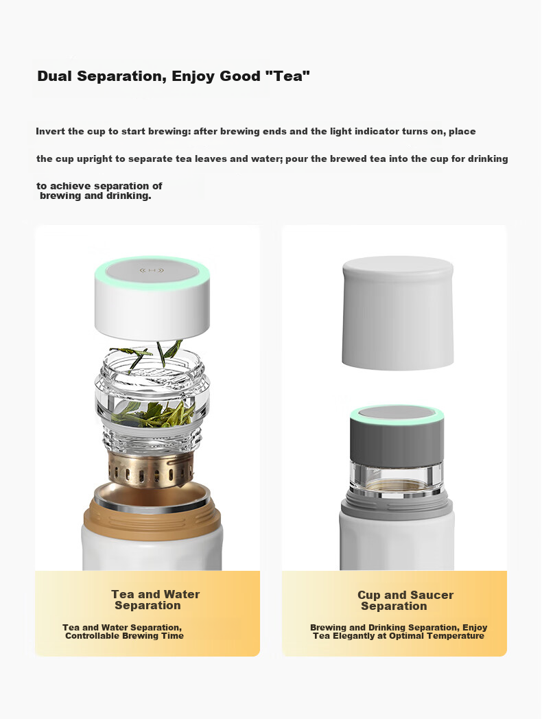 Hongmeng Smart Choice Haers Intelligent Tea Brewing Insulated Water Separation Titanium Coated Unisex Water Bottle 450ml Business Gift 9