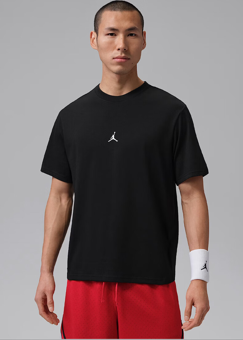 Jordan Men's Short Sleeve T-Shirt Jordan Series IB6758-010 Black Size S Breathable Versatile Gift for Boyfriend 520 1