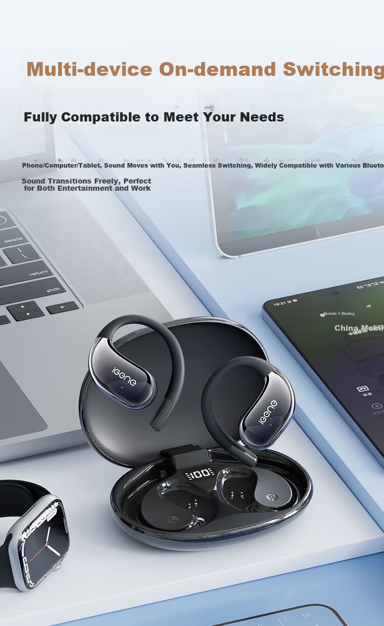 IGene 14mm Gold Label Panorama Sound 6.0 Bluetooth Earhook Bone Conduction Wireless Open-Ear Music Sports Running Headphones Compatible with Huawei Xiaomi S160 19
