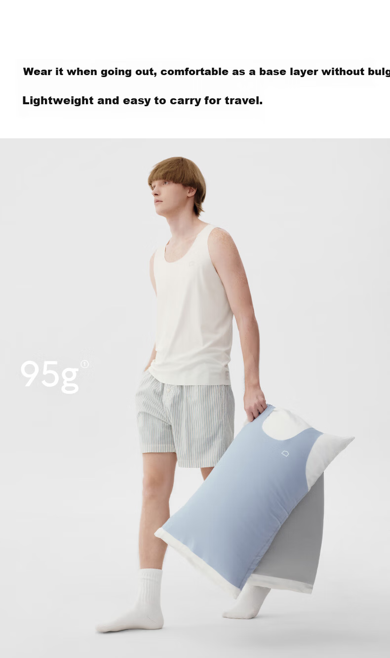 Bananain Cotton 301H Men's Seamless Adjustable Tank Top Breathable 60-Count Cotton Feel Home Sleep Undershirt 7