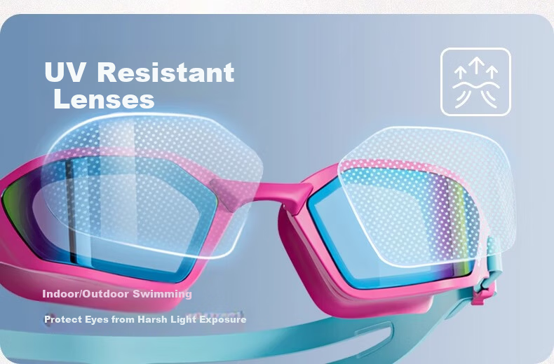 JEEP Kids Swimming Goggles Boys Waterproof Anti-Fog HD Youth Girls Swim Glasses Sea Salt Ice Blue 300° 7
