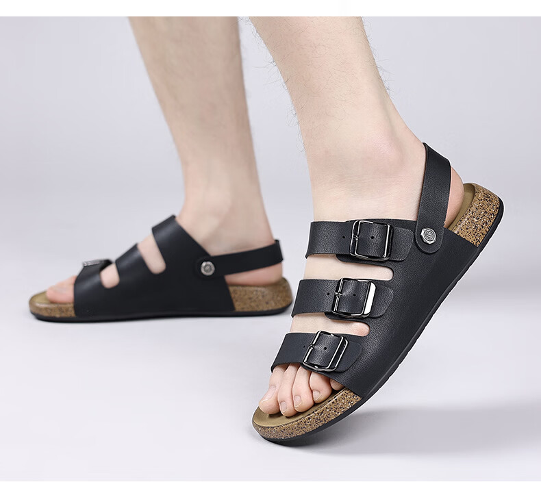 Aokang Summer Men's Casual Beach Sandals Black Size 42 18