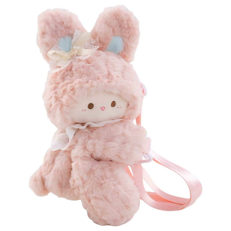 Rubitu Little Lamb Plush Rabbit Crossbody Bag (Medium) Cute Backpack for Girls Gift