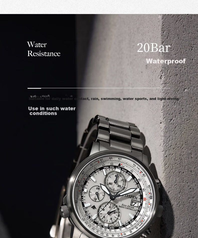 CITIZEN Men's Watch Japanese-Korean Solar Radio-Controlled Date Display Stainless Steel Band Fashion Father's Day Gift AT8304-57A 10