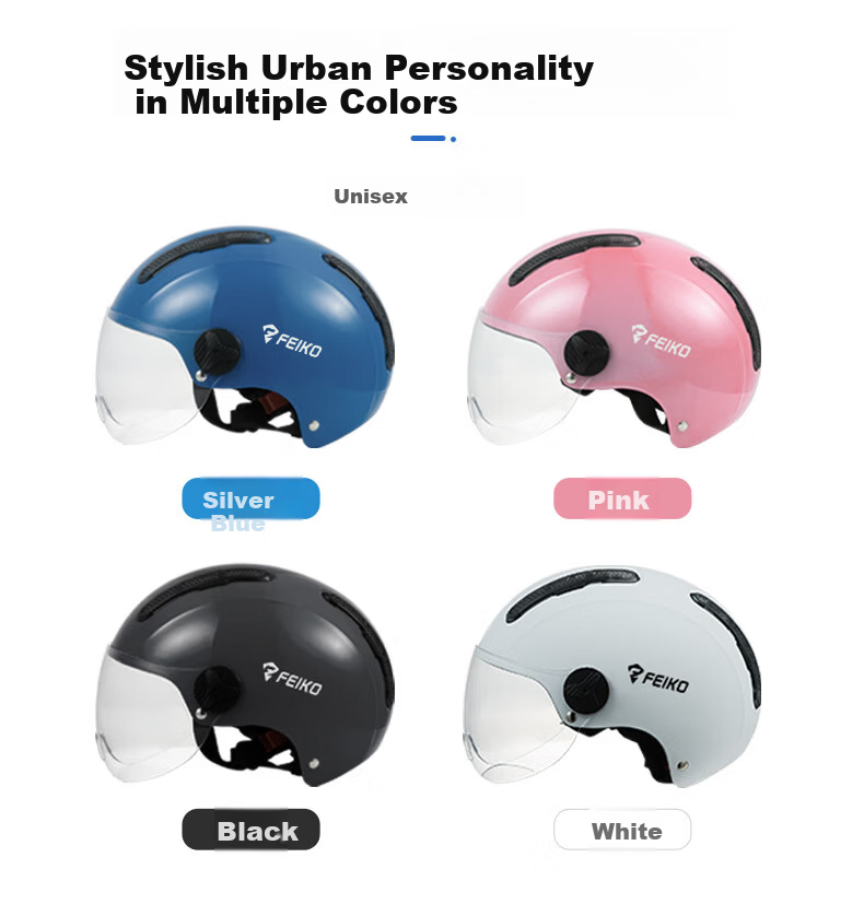 FEIKO 3C Certified New National Standard Electric Vehicle Helmet Four Seasons Sun Protection Breathable Safety Helmet for Men and Women Electric Bicycle White L 9
