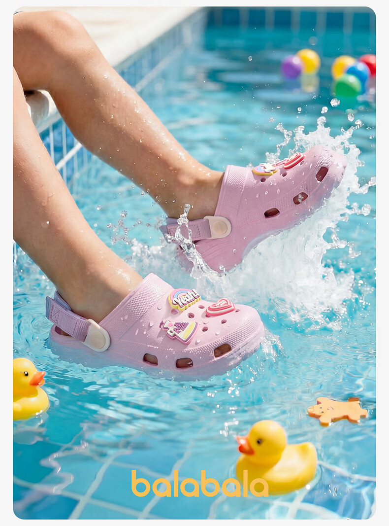 Balabala Kids Summer Slippers Boys Indoor Cute Hole Shoes Soft Sole Lightweight Cartoon Beach Shoes 7