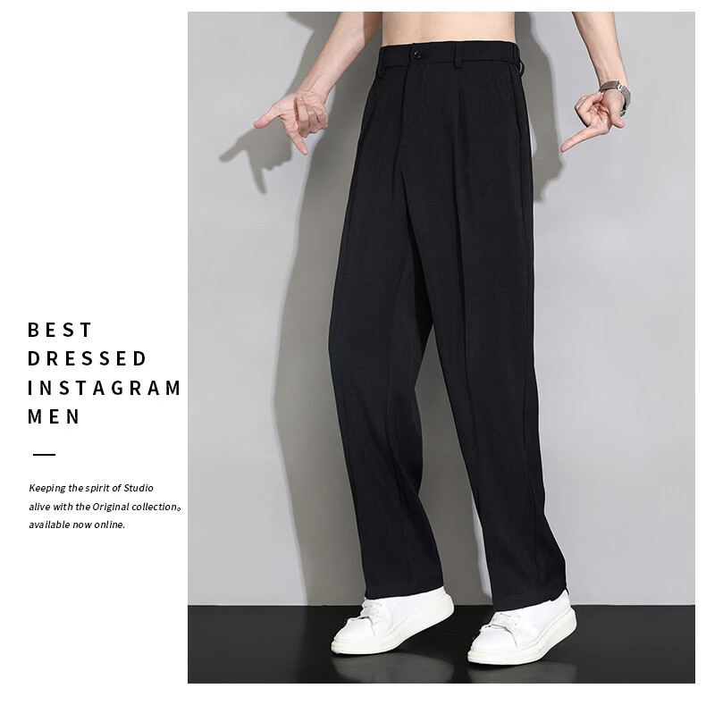 ROMON Men's Casual Straight-Leg Lightweight Breathable Versatile Commuter Loose Fit Trousers Dark Gray L 11