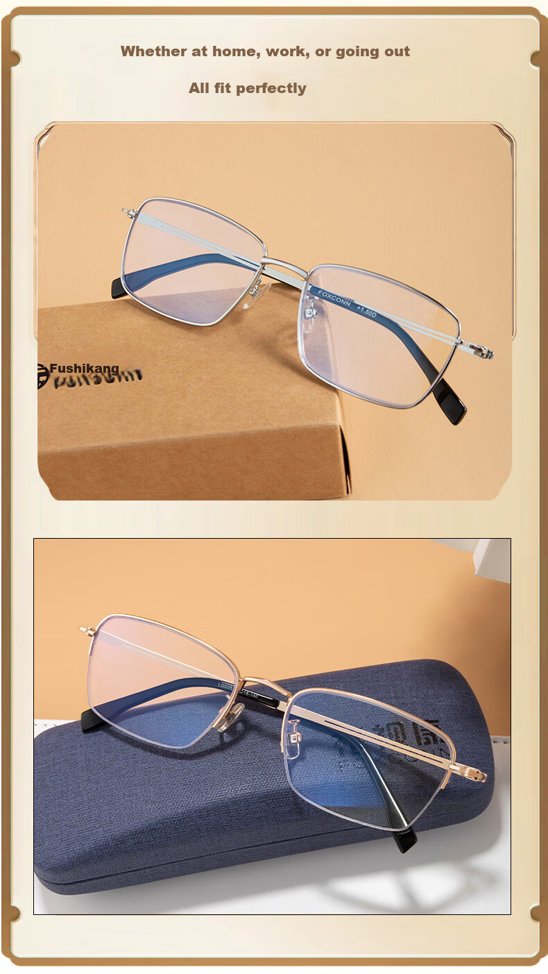 Fushikang Reading Glasses for Men, High-Definition Anti-Blue Light Business Fashion Imported High-Quality Presbyopic Glasses LG007 +200 15