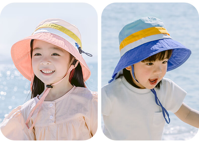 SHUKIKU Kids Sun Protection Hat UV Adjustable Breathable Bucket Hat Yellow Blue Elephant Size M 31