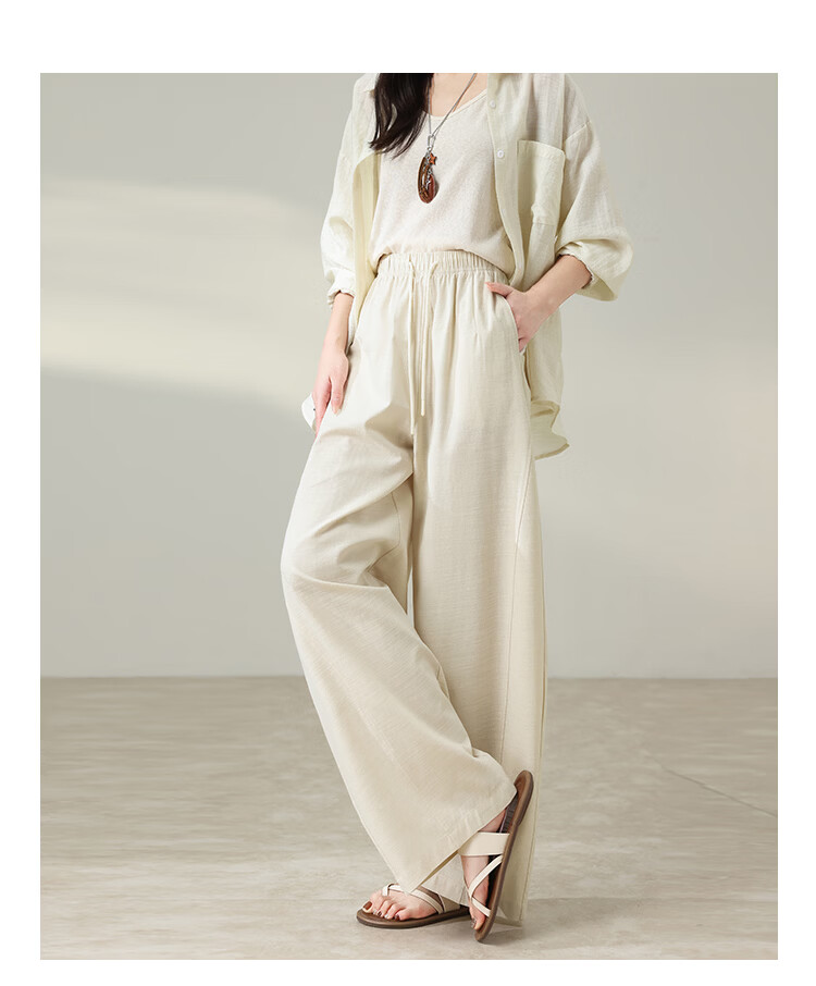 Free Style Wide-Leg Pants for Women Summer Thin High Waist Slim Loose Draped Straight-Leg Tencel Casual Curved Pants 2026 New Arrival 16