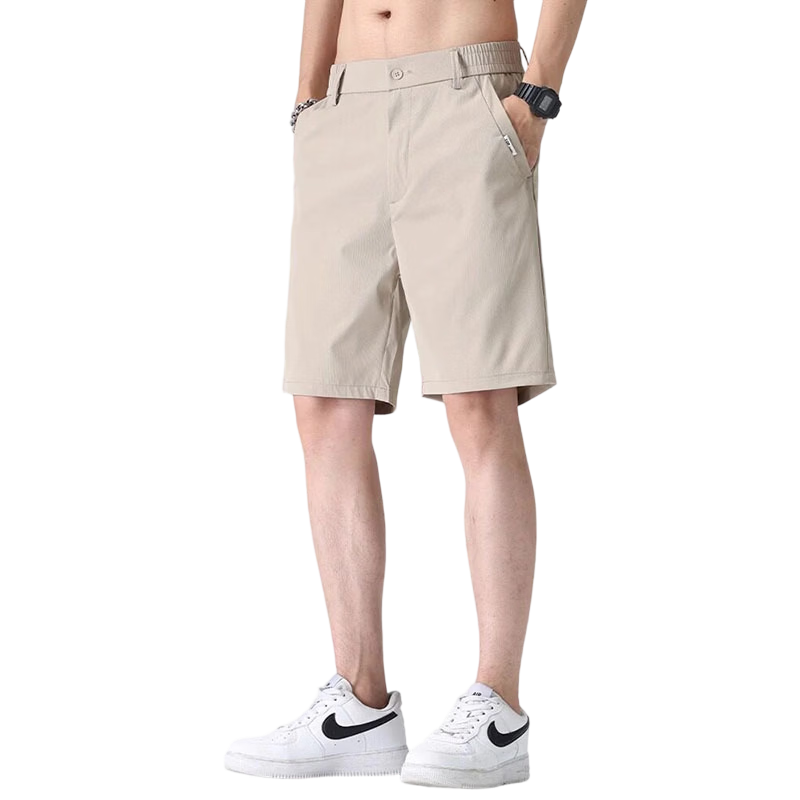 ROMON Men's Summer Thin Business Casual Straight Five-Point Khaki Shorts M