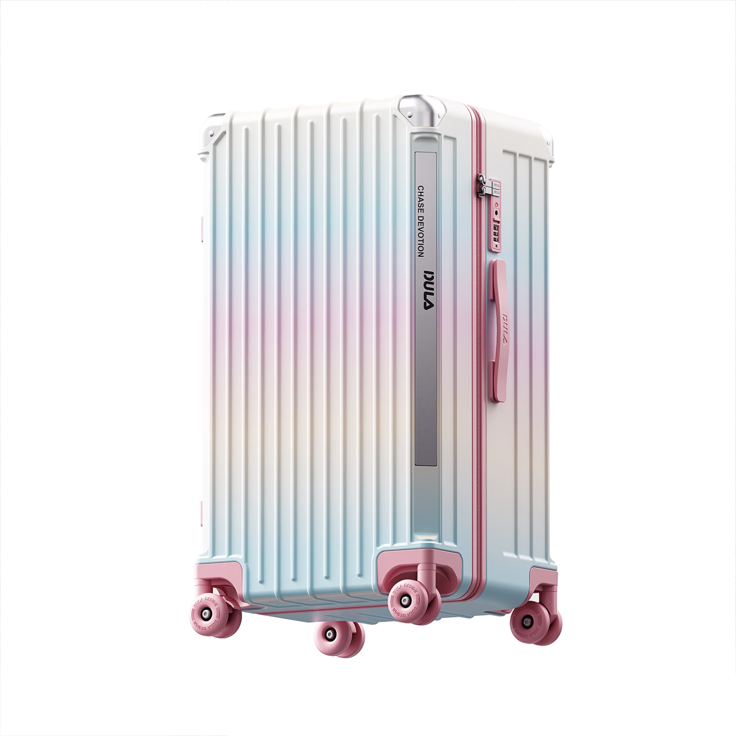 DULA Innovative Plastic Frame PC Luggage Large Capacity Cup Holder Trolley Case Travel Suitcase Password Lock Gradient Color 26 Inch