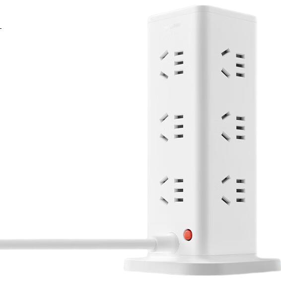 BULL BULL Vertical Power Strip Overload Protection Power Bar/Extension Cord/Power Strip with Master Switch, 12 Outlets, Total Length 1.8 Meters, GNV-UL1012 White