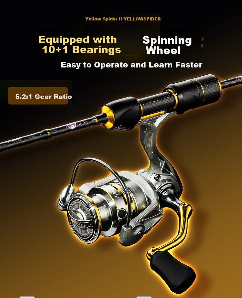 GW 1.8m Left-Handed Water Drop Reel Lure Set Yellow Spider 2nd Gen Makou Rod UL Tuning Micro Lure Fishing Rod 17
