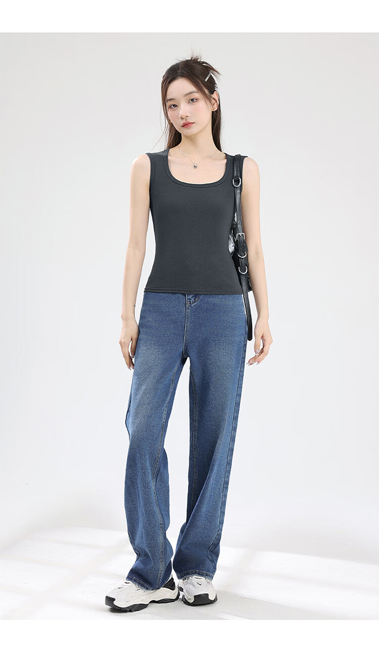 FitonTon Women's Ribbed Casual Slim Fit Tank Top, Comfortable and Versatile, Off-White + Heather Gray, Size L 15
