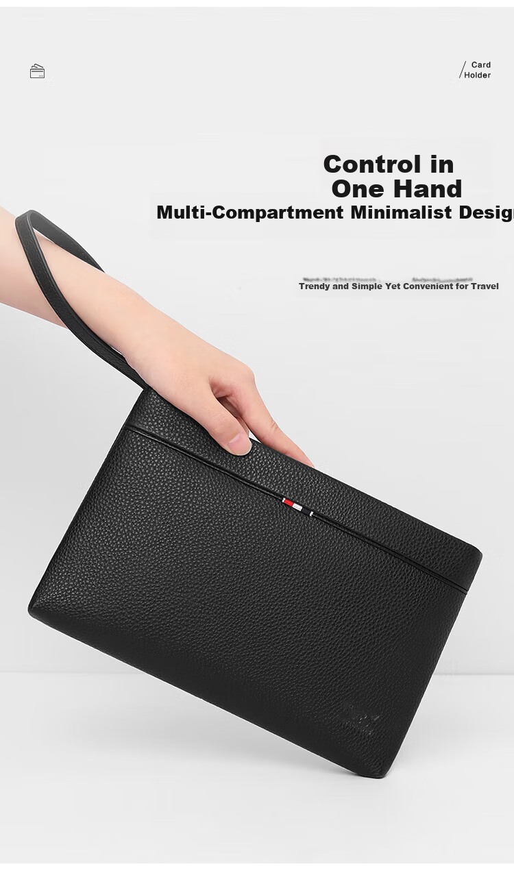 SEPTWOLVES Men's Wallet, Clutch Bag, Genuine Leather Handbag, Zipper, Large Capacity, Anniversary Birthday Gift for Boyfriend Or Husband 3