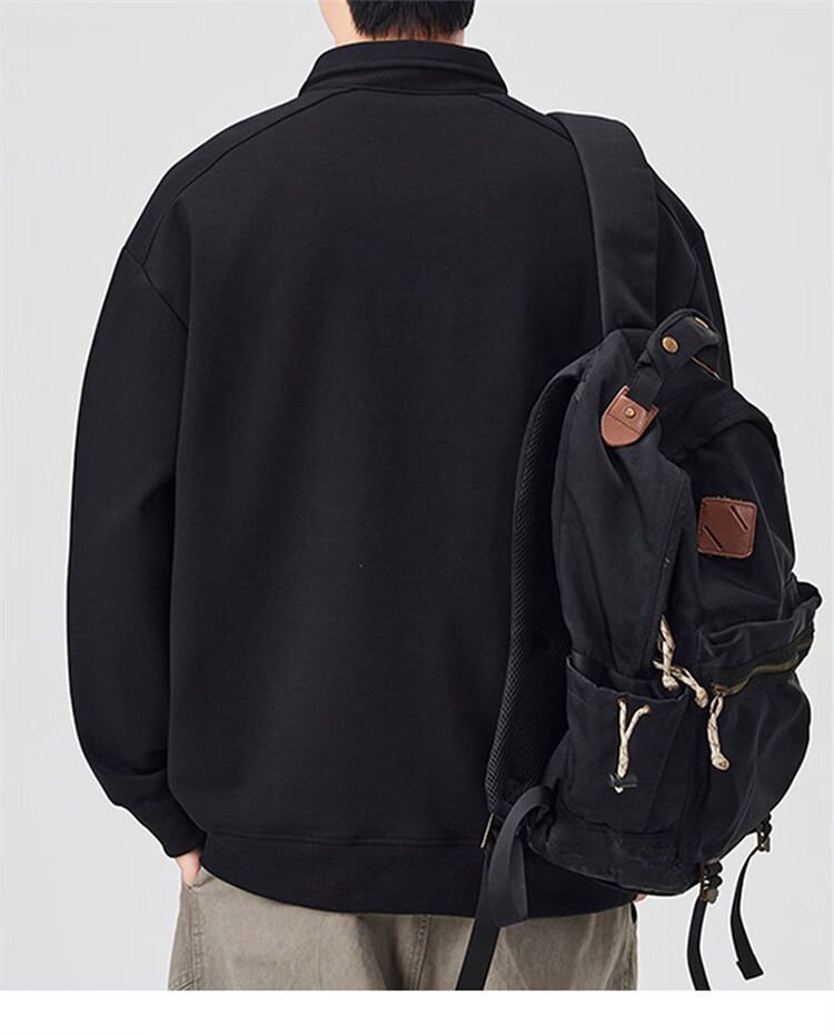 MARK FAIRWHALE Men's Sweatshirt Spring and Autumn Casual Jacket Long Sleeve Polo Shirt Men's T-Shirt Top Heather Gray XL 6