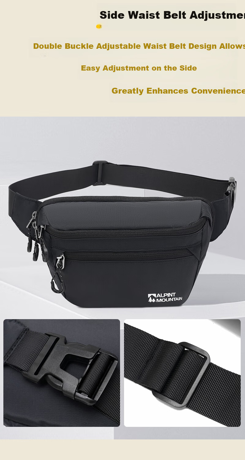 ALPINT MOUNTAIN Elmont Waist Bag Chest Bag Casual Outdoor Crossbody Bag Multifunctional Large Capacity Lightweight Sports Cycling Tactical Bag 6