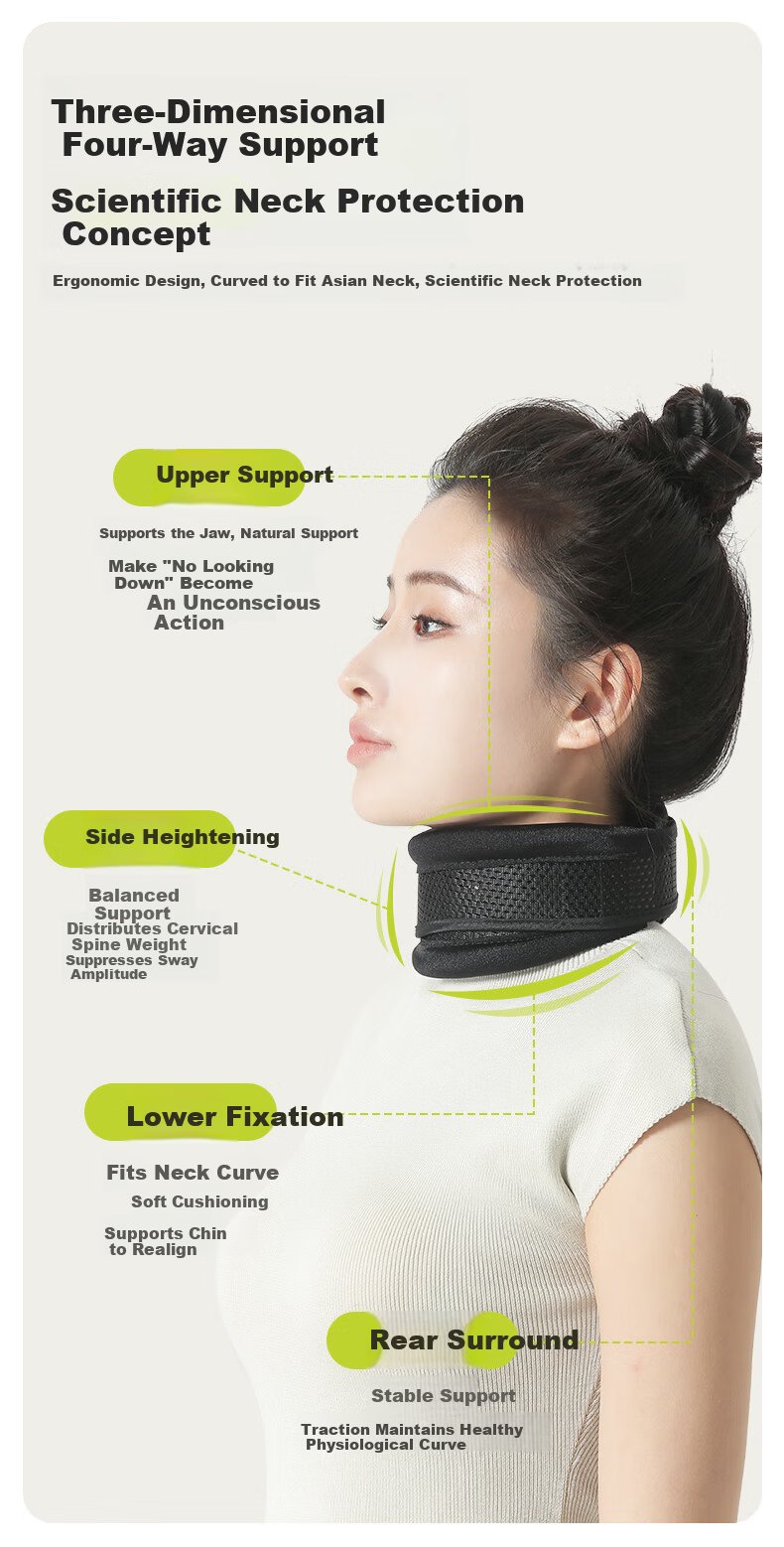 AURBOSHI Korean Imported Neck Brace Cervical Collar Neck Support Neck Warmer Unisex Cervical Spine Fixator Gray Neck Brace L 5