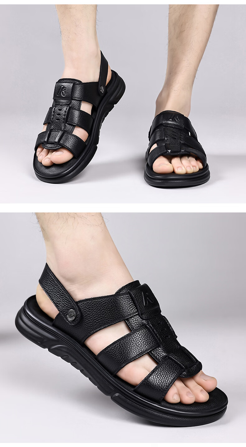 Aokang Summer Men's Casual Beach Sandals Black Size 38 18