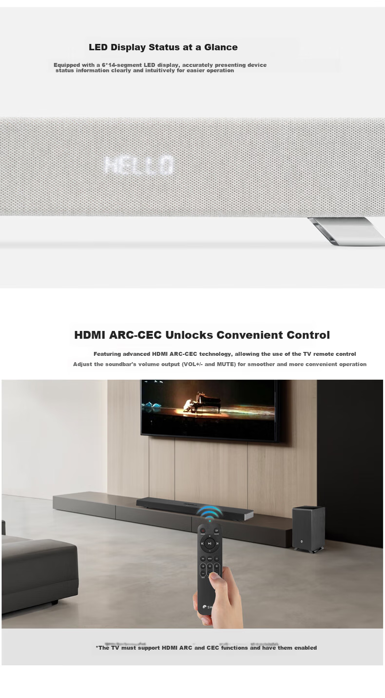 HiVi Hyperspace Soundbar 3.1.2 Channel Dolby Audio Home Theater Gaming TV Speaker Gray 8