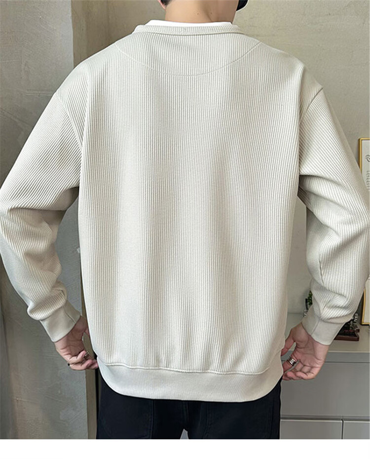 MARK FAIRWHALE Men's Sweatshirt Spring and Autumn Trendy Casual Two-in-One Long Sleeve T-Shirt Jacket Apricot M 6