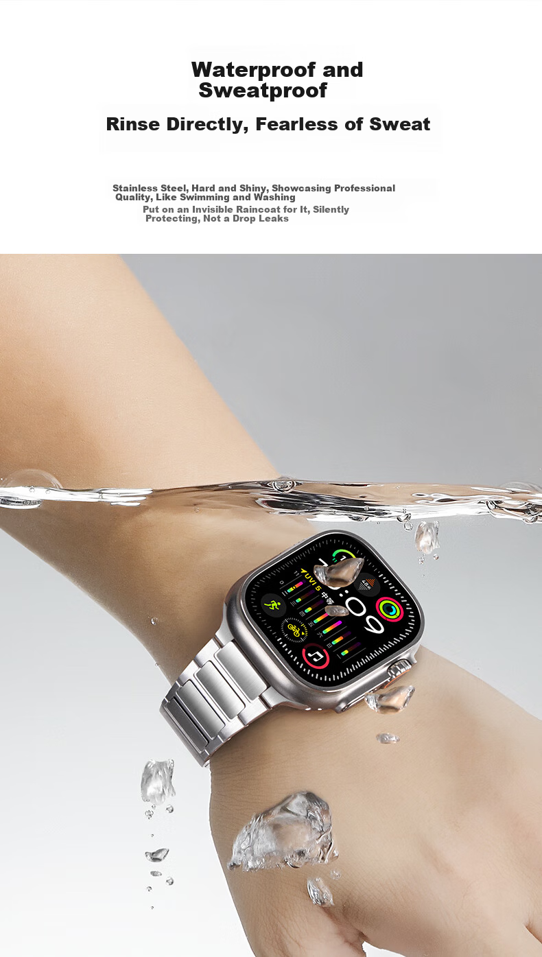 BHO Apple Watch Band Compatible with S11/Ultra3, Stainless Steel I-Beam Pattern Quick-Release Metal Link Strap for iWatch S10/9/8/7/SE3 4