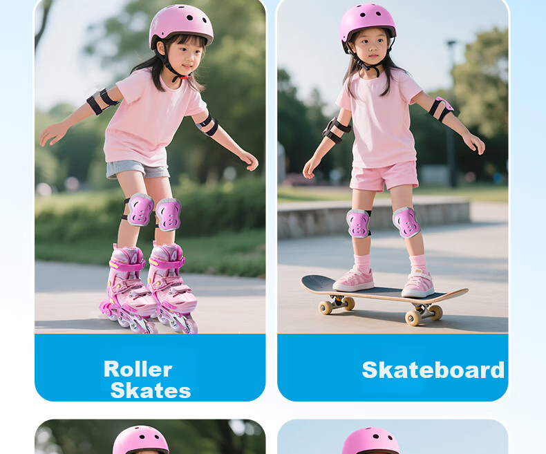 Deli Kids Roller Skates Protective Gear Set Professional Skating Cycling Sports Safety Thick Anti-Fall 7-Piece Set Blue 4