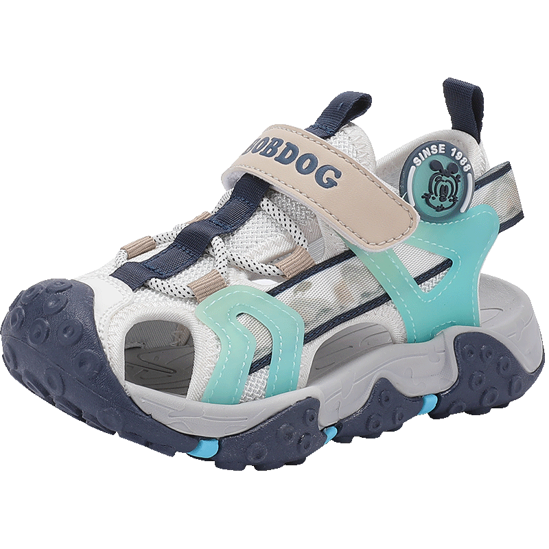 BOBDOG Kids Summer Beach Shoes Boys Closed-Toe Sandals Large Children Shoes 105532108 Beige/Navy Blue Size 25