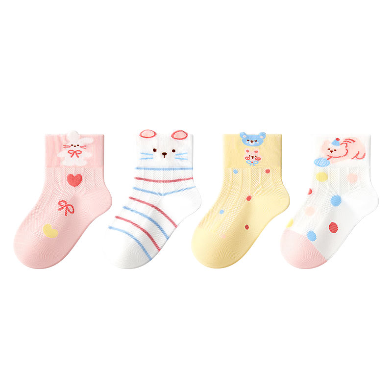 Baby Socks Spring Summer Thin Pure Cotton A-Class Breathable Mesh Princess Girls Seamless Mid-Calf Newborn Infant Socks