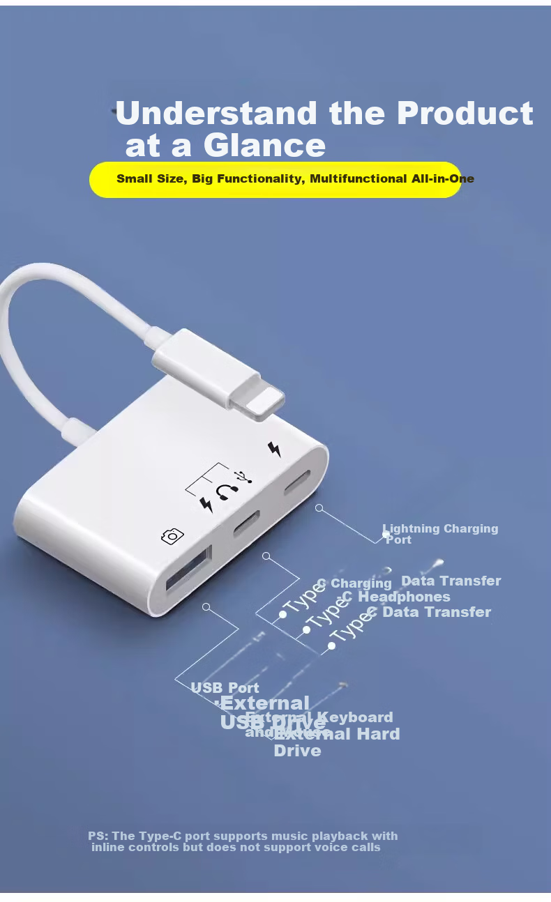 Lantuo Card Reader Mobile Hard Drive Lightning Cable Apple OTG Adapter for iPad Tablet Phone Data Transfer USB Drive Converter with Power Supply 3