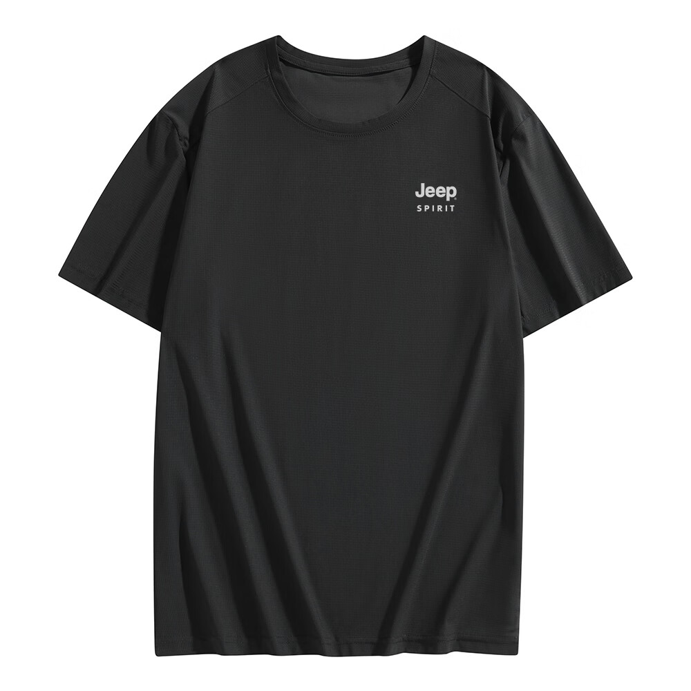 JEEP SPIRIT Men's Summer Ice Silk Quick-Dry Short Sleeve T-Shirt Running Sports Breathable Half Sleeve Top White M 27
