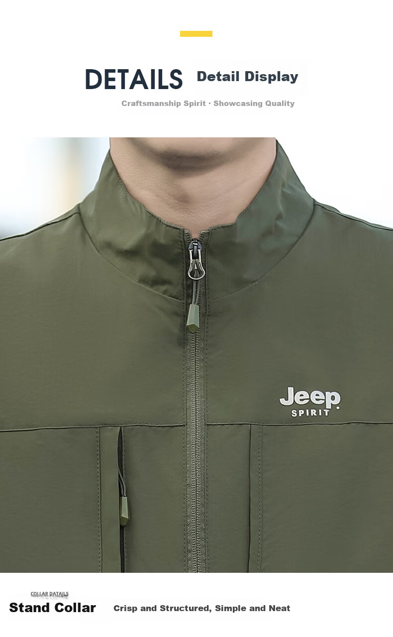 JEEP SPIRIT Men's Spring and Autumn Casual Sleeveless Vest Khaki L 24