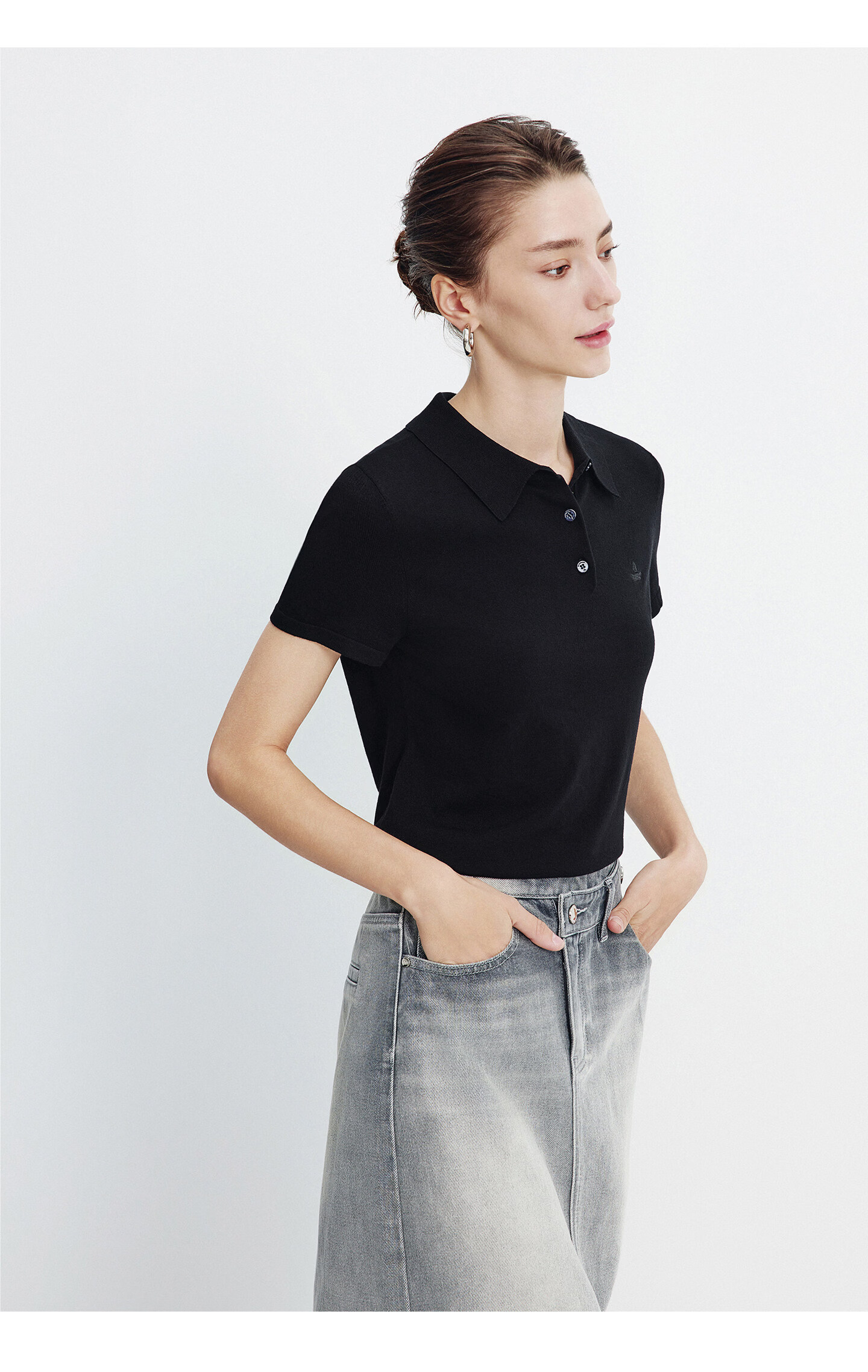 Navigare Slim Fit Small Sailboat Short Sleeve Polo Shirt 26 New Summer Solid Color High Elastic Knit 2325526520 XL 61