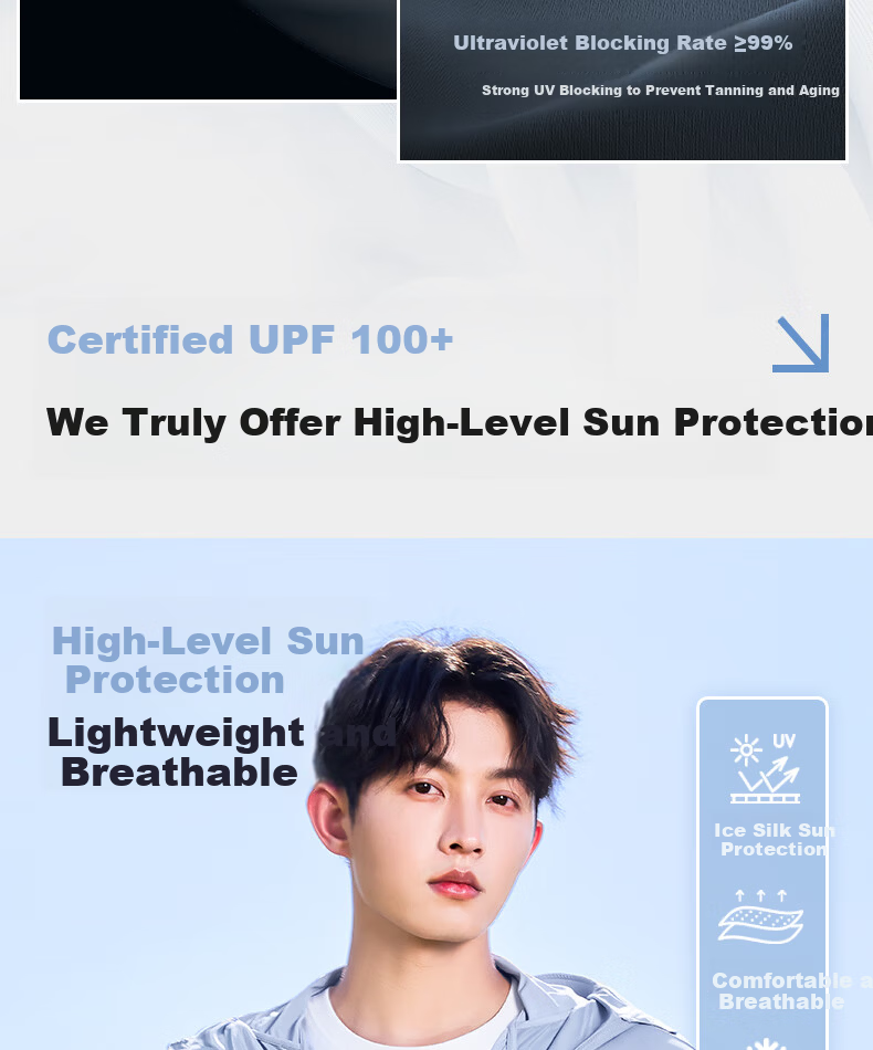 MINISO Men's Summer 2026 New Hooded Sun Protection Jacket UV Protection Cooling Ice Silk Skin Jacket Light Gray L 4
