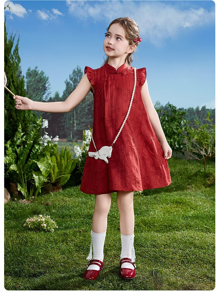 ASK JUNIOR Children's Dress Girls Summer Chinese Style New Traditional Princess Dress for Older Kids 12