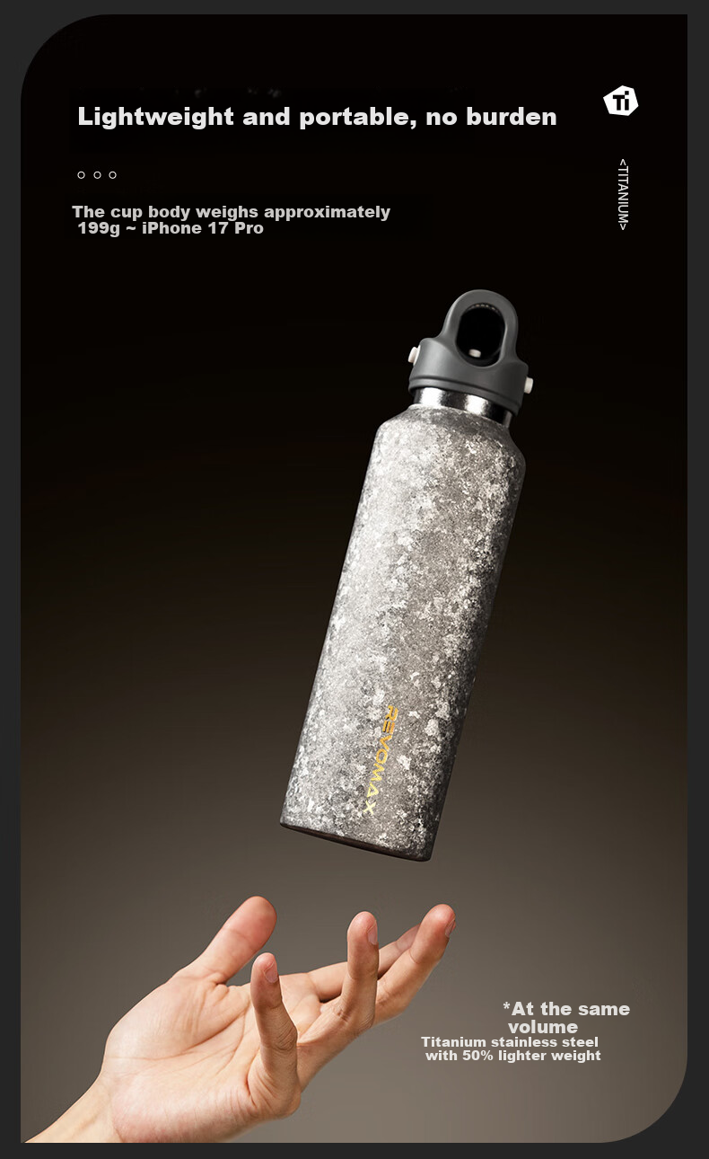 Ruihu Magnetic Pure Titanium Insulated Water Bottle Men's High-End Business Car Cup Tea Separation Brewing Cup 592ml - Radiant Silver 3