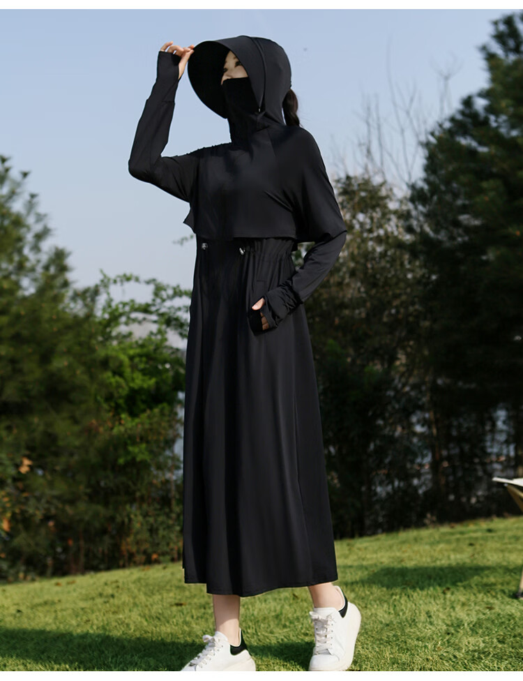 Combo Long Women's Sunscreen Jacket Ice Silk Slim Fit Breathable Full Body Sun Protection Beachwear High UV Protection 26