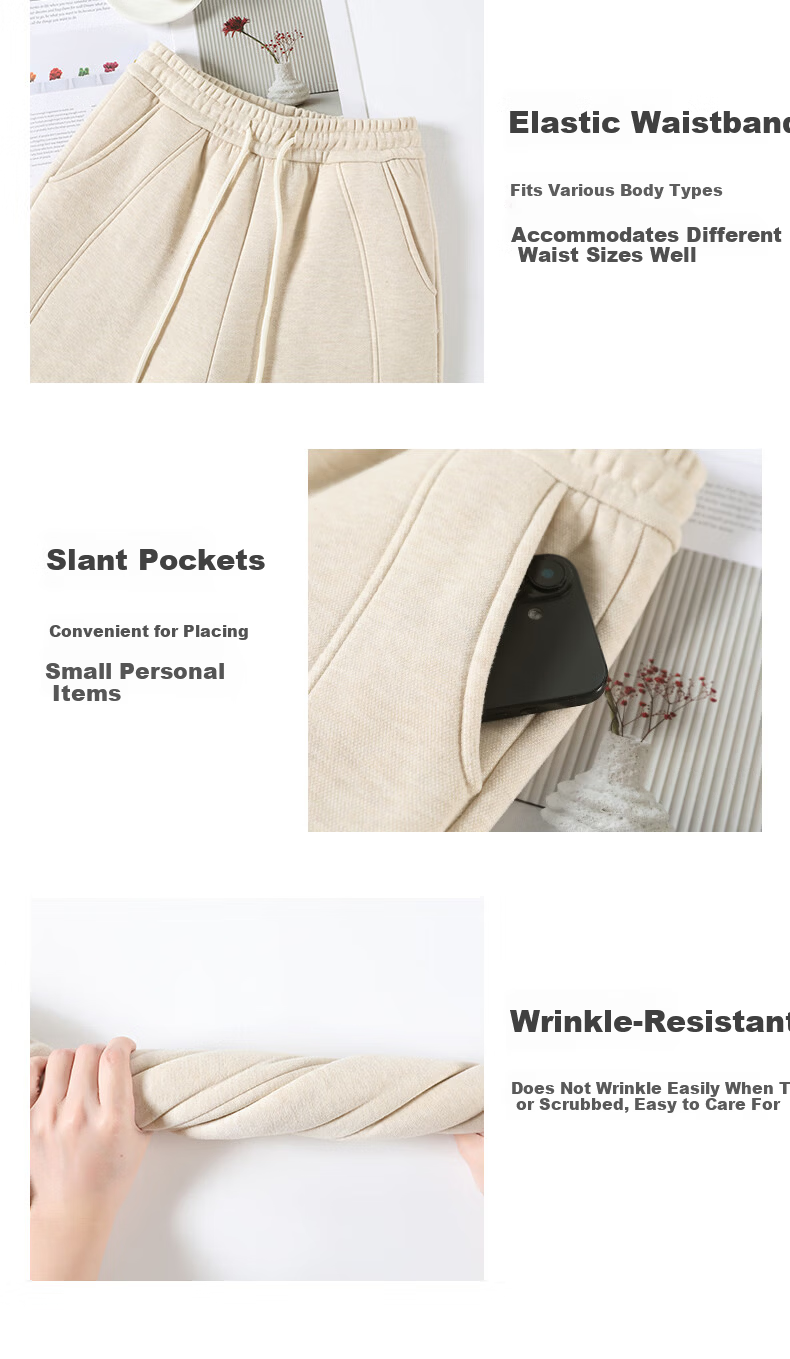 Langsha Women's Wool and Silk Wide-Leg Pants Spring Thin Straight-Leg Sports Banana Pants Breathable High-Waist Slim Casual Trousers 13