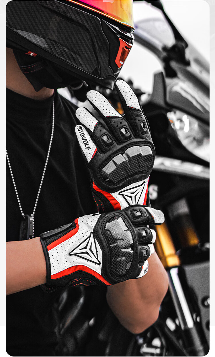 MOTOWOLF Motorcycle Summer Riding Gloves All-Season Universal Anti-Fall Breathable Carbon Fiber Protective Motorbike Gear for Men and Women 2